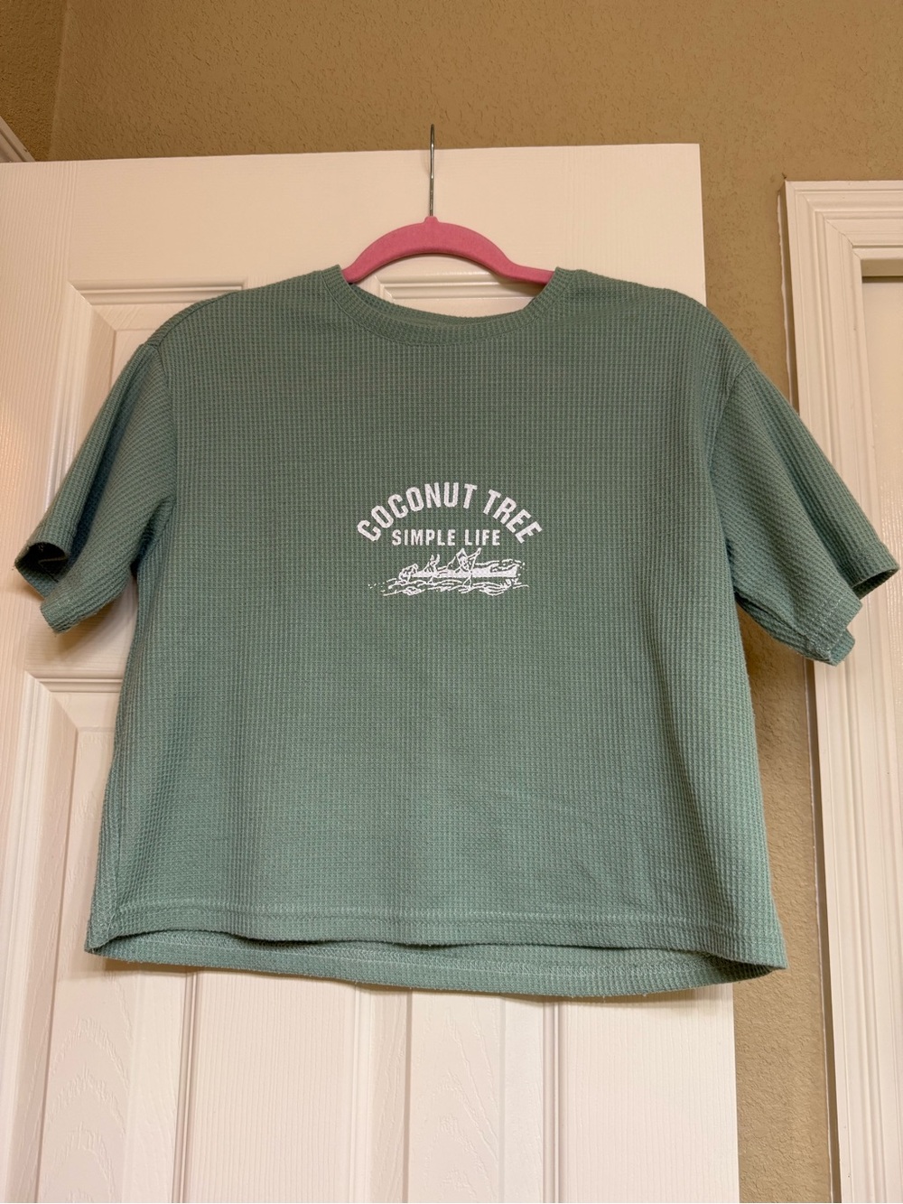 Coconut Tree Simple Life Green Waffle Tee